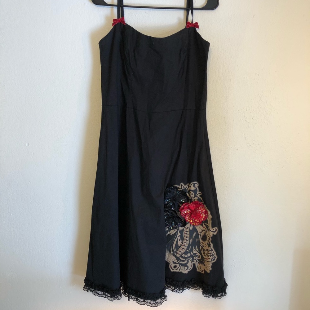 Lucky 13 Black Rockabilly Vintage style Dress - Picture 7 of 8